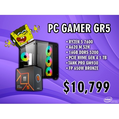 PC Gaming R5 RYZEN 5 7600, A620,16GB RAM,NVME 1 TB,TANK PRO,FP 650W